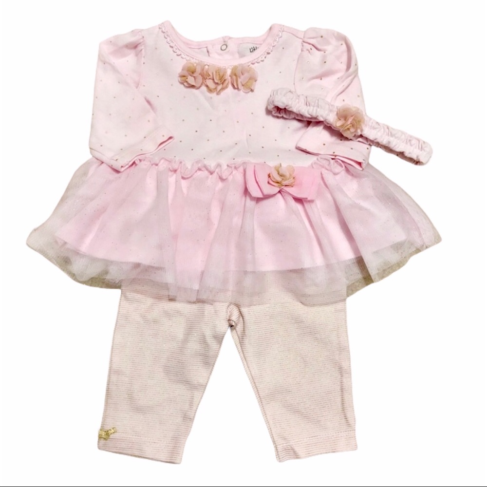 Little Me Floral Appliqué Outfit Set